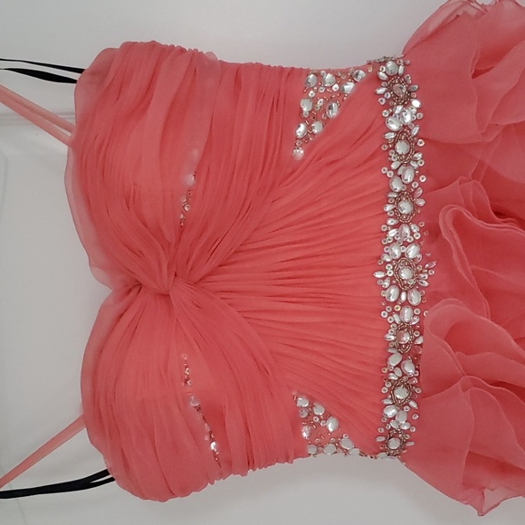 Pink High-Low Frilled Dress - Picture 5 of 8